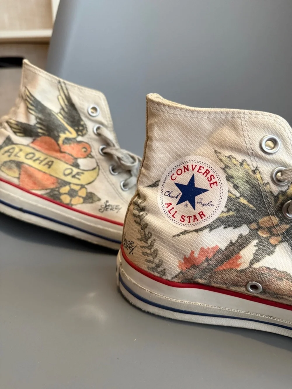 2008 Limited Edition Sailor Jerry Converse High Top Sneakers - Picture 3 of 5